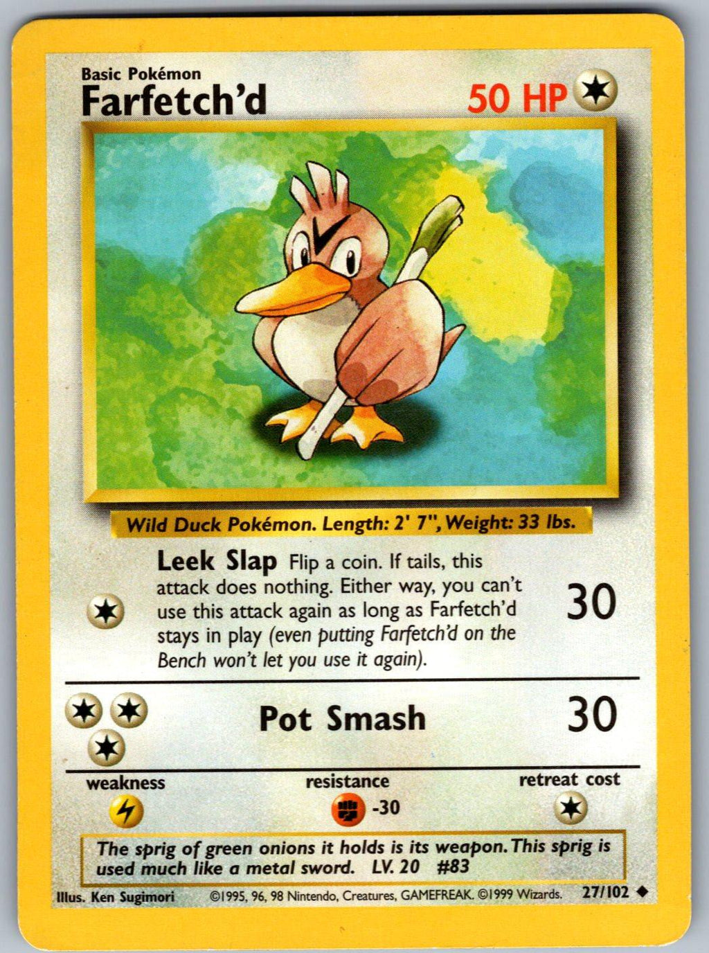Farfetch'd 27/102 Base Set Unlimited Pokemon