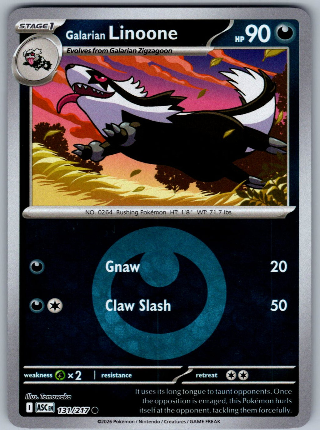 Galarian Linoone (Energy Symbol) 131/217 Ascended Heroes Pokemon Reverse Holo