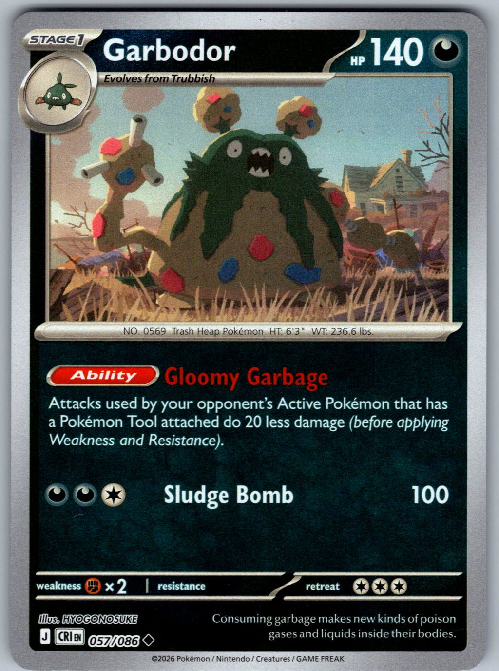 Garbodor 057/086 Chaos Rising Pokemon Reverse Holo