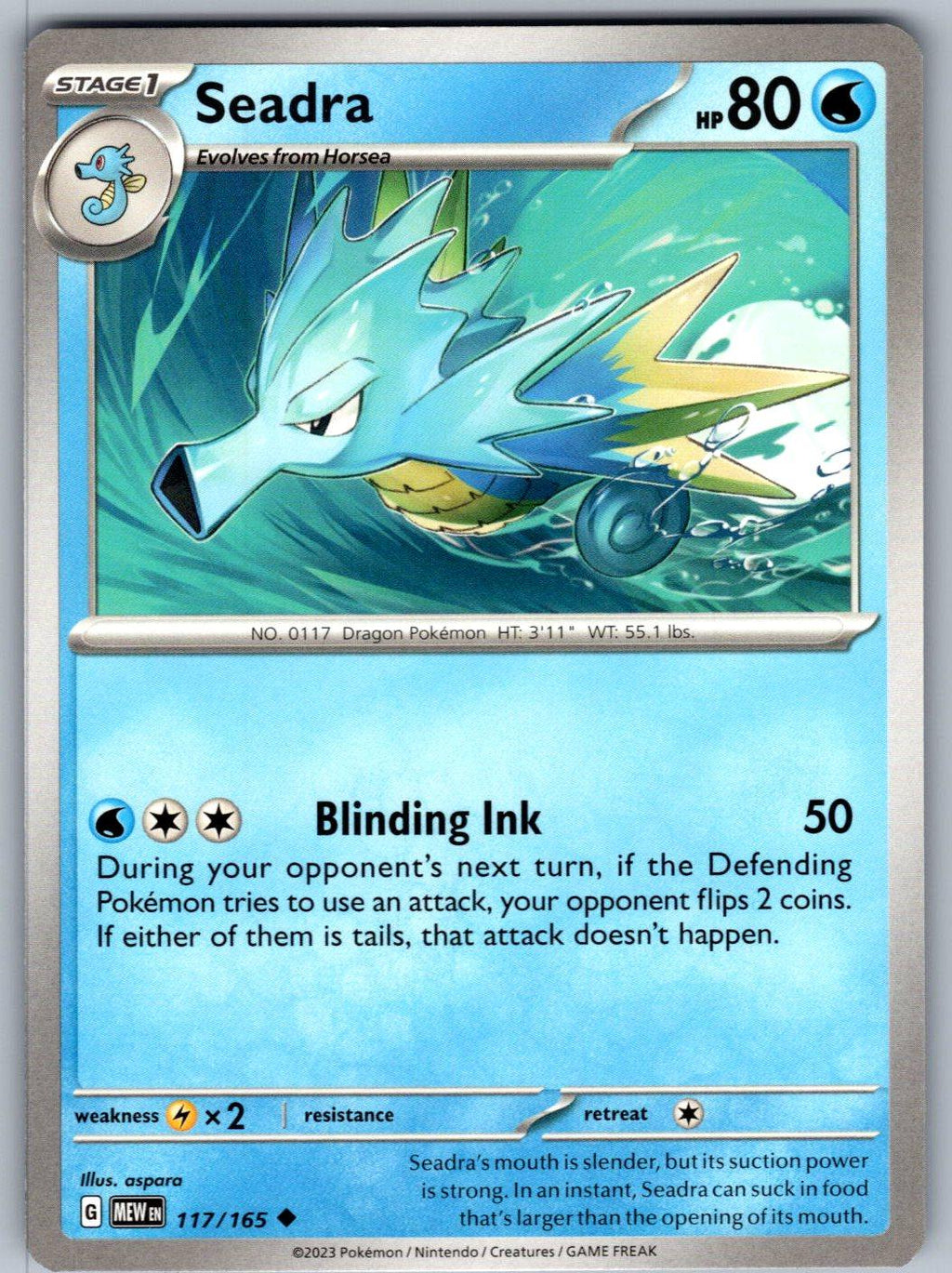 Seadra 117/165 151 Pokemon