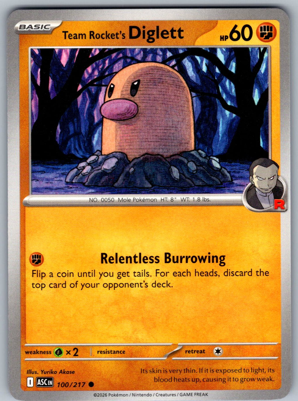 Team Rocket's Diglett 100/217 Ascended Heroes Pokemon