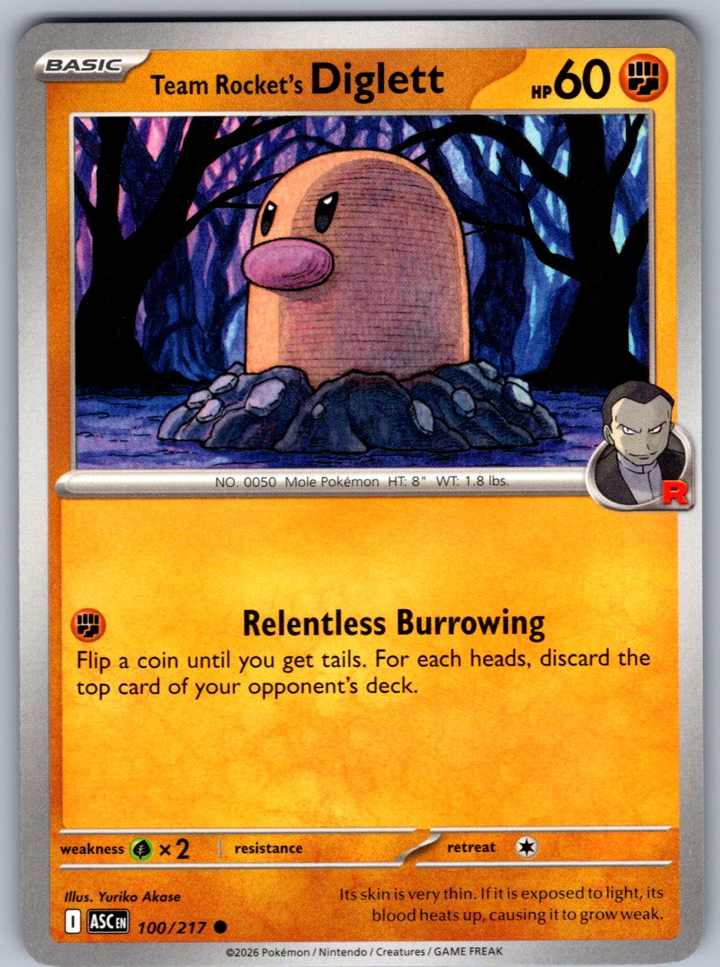 Team Rocket's Diglett 100/217 Ascended Heroes Pokemon