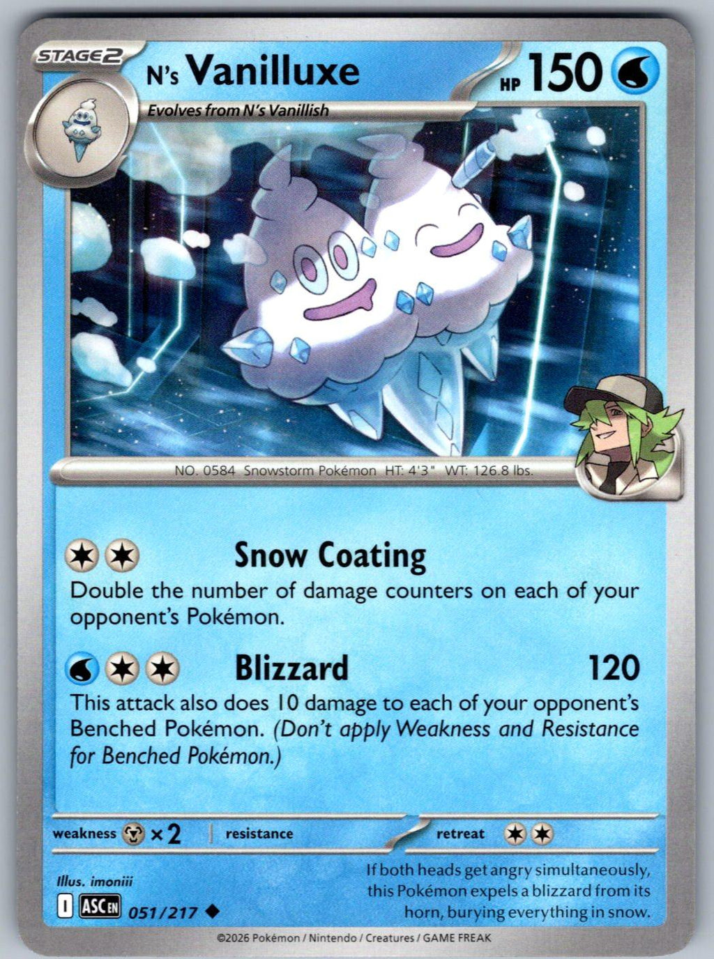 N's Vanilluxe 051/217 Ascended Heroes Pokemon
