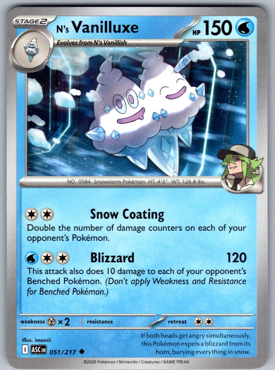 N's Vanilluxe 051/217 Ascended Heroes Pokemon