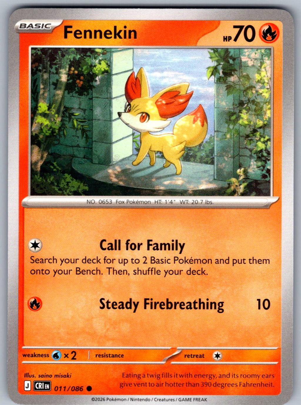 Fennekin 011/086 Chaos Rising Pokemon