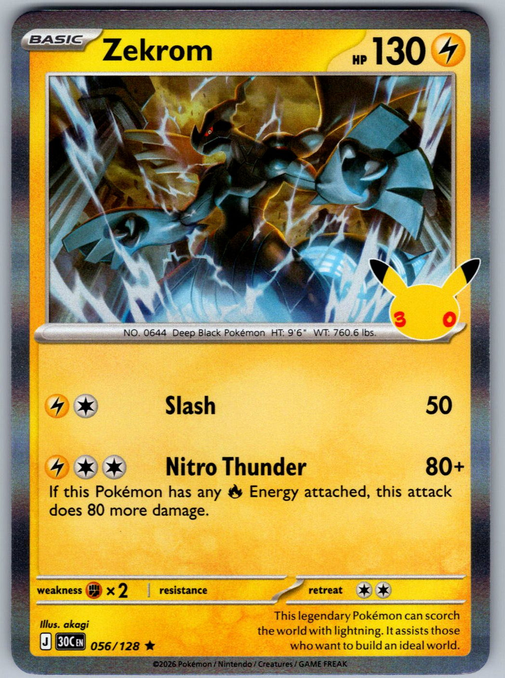 Zekrom 056/128 ME: 30th Celebration Pokemon Holo
