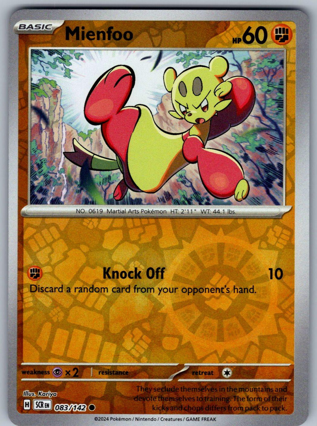 Mienfoo 83/142 Stellar Crown Pokemon Reverse Holo