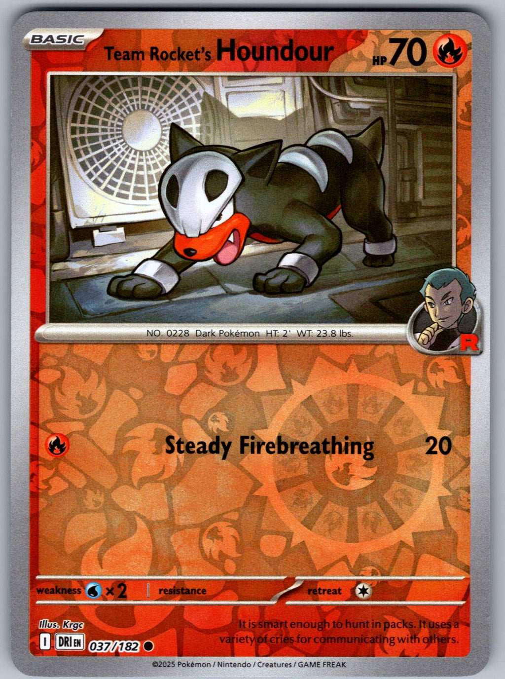 Team Rocket's Houndour 037/182 Destined Rivals Pokemon Reverse Holo
