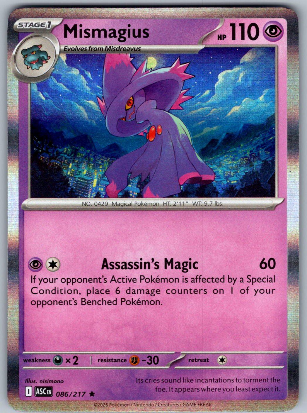 Mismagius 086/217 Ascended Heroes Pokemon Holo
