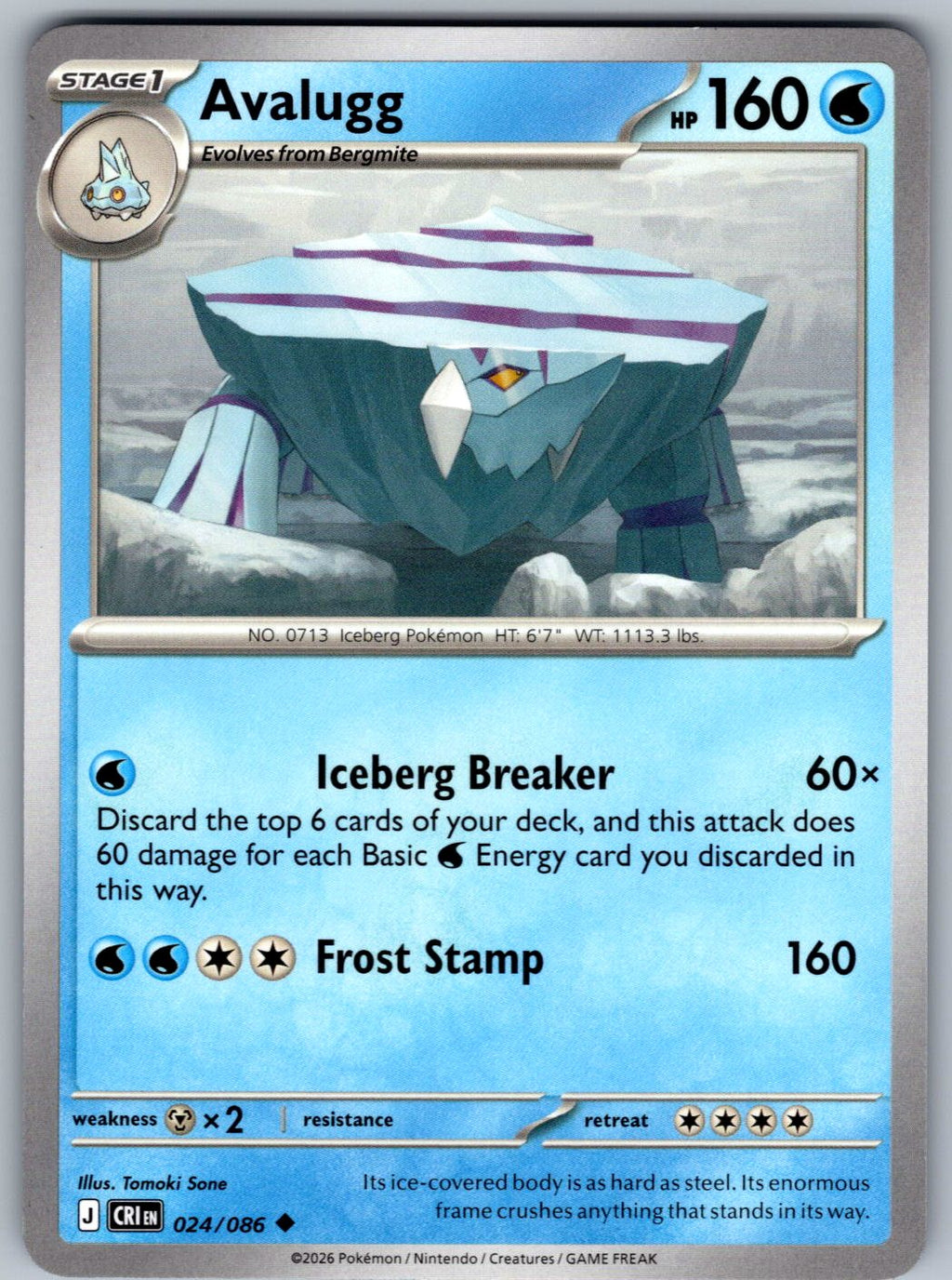 Avalugg 024/086 Chaos Rising Pokemon