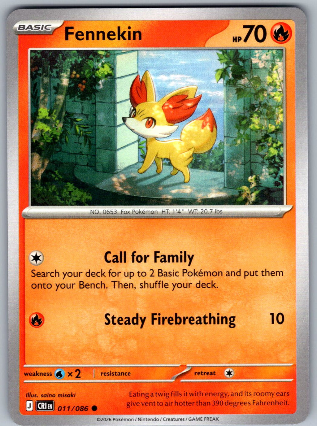 Fennekin 011/086 Chaos Rising Pokemon
