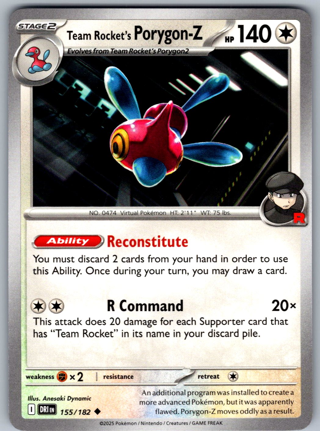 Team Rocket's Porygon-Z 155/182 Destined Rivals Pokemon