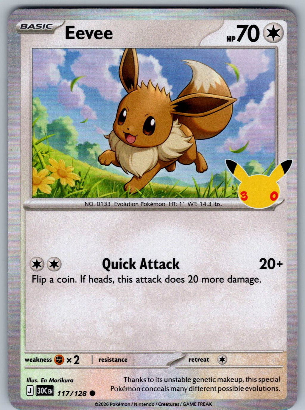 Eevee 117/128 ME: 30th Celebration Pokemon Holo