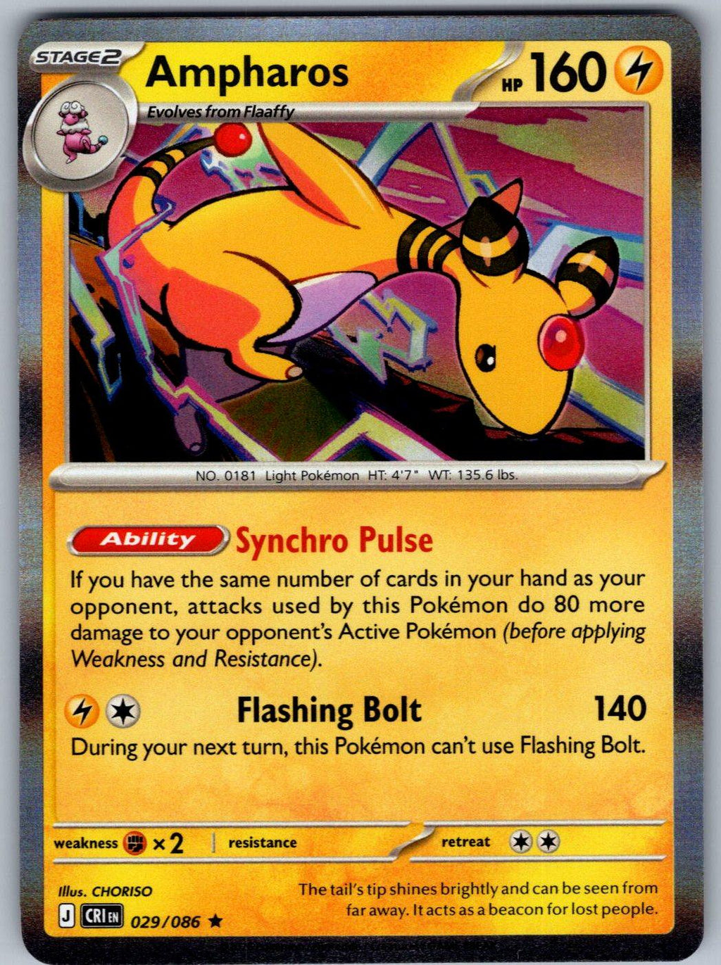Ampharos 029/086 Chaos Rising Pokemon Holo