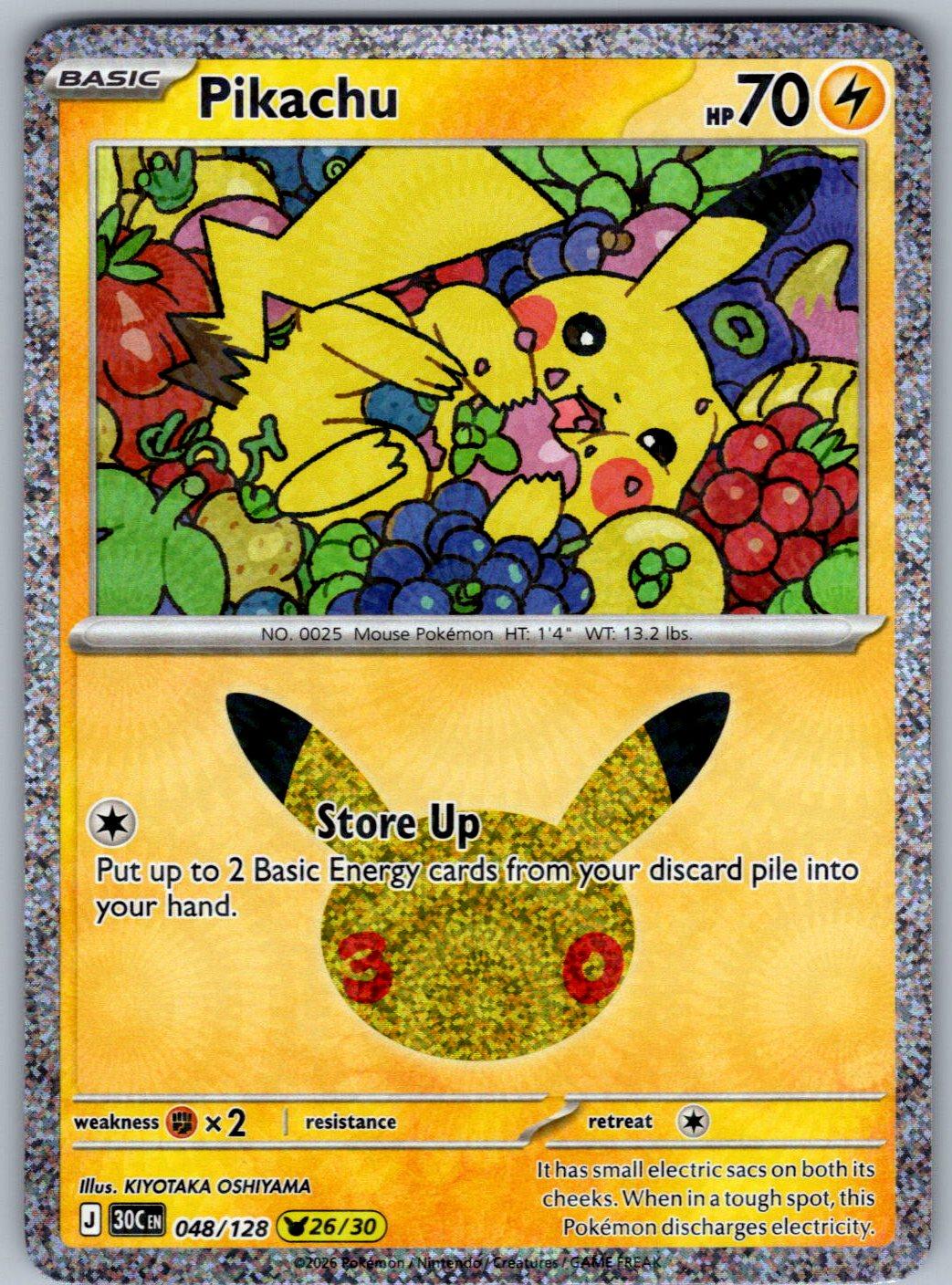 Pikachu 048/128 ME: 30th Celebration Pokemon Holo