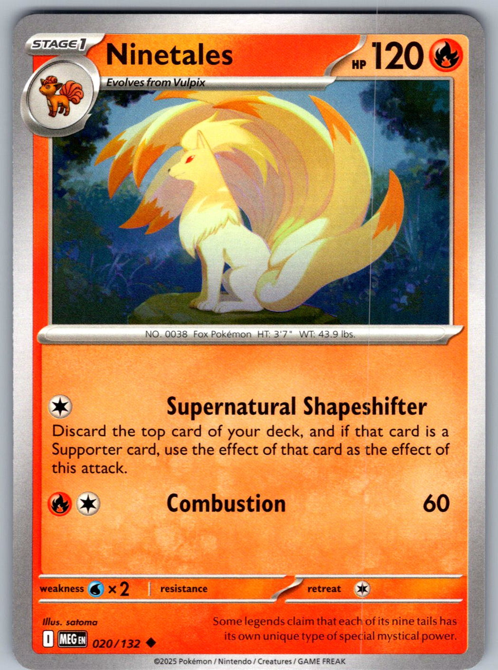 Ninetales 020/132 Mega Evolution Pokemon