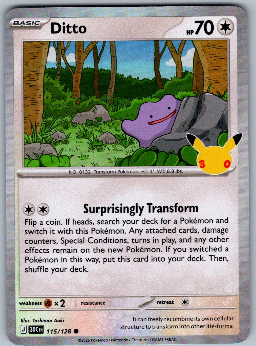 Ditto 115/128 ME: 30th Celebration Pokemon Holo