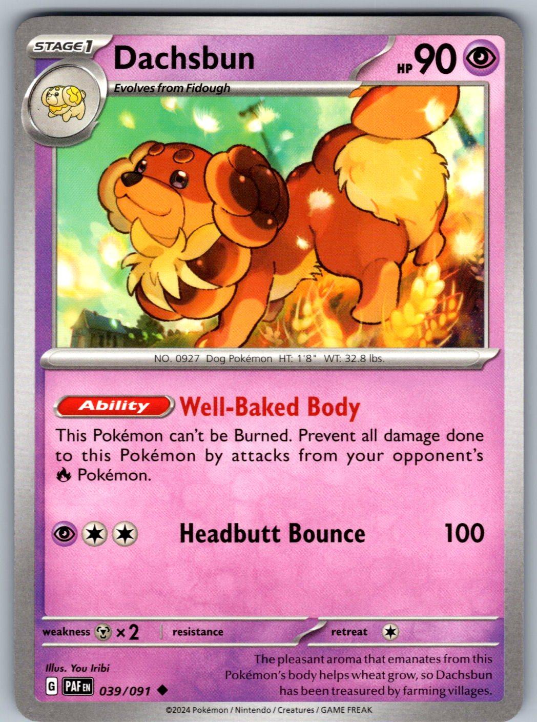 Dachsbun 039/091 Paldean Fates Pokemon