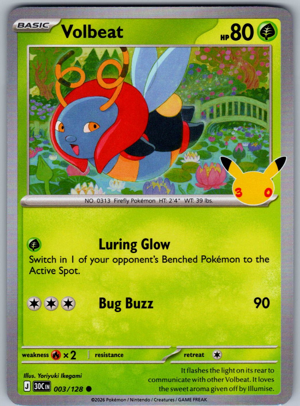 Volbeat 003/128 ME: 30th Celebration Pokemon Holo