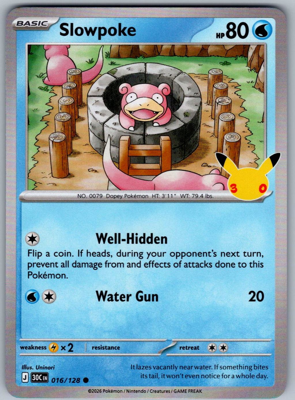 Slowpoke 016/128 ME: 30th Celebration Pokemon Holo