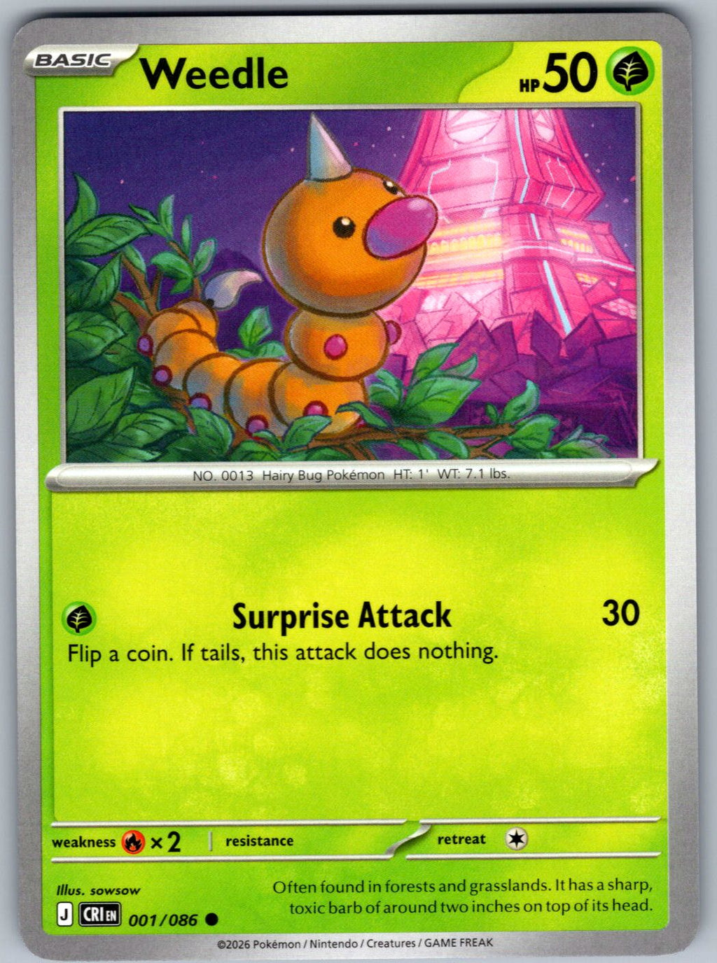 Weedle 001/086 Chaos Rising Pokemon
