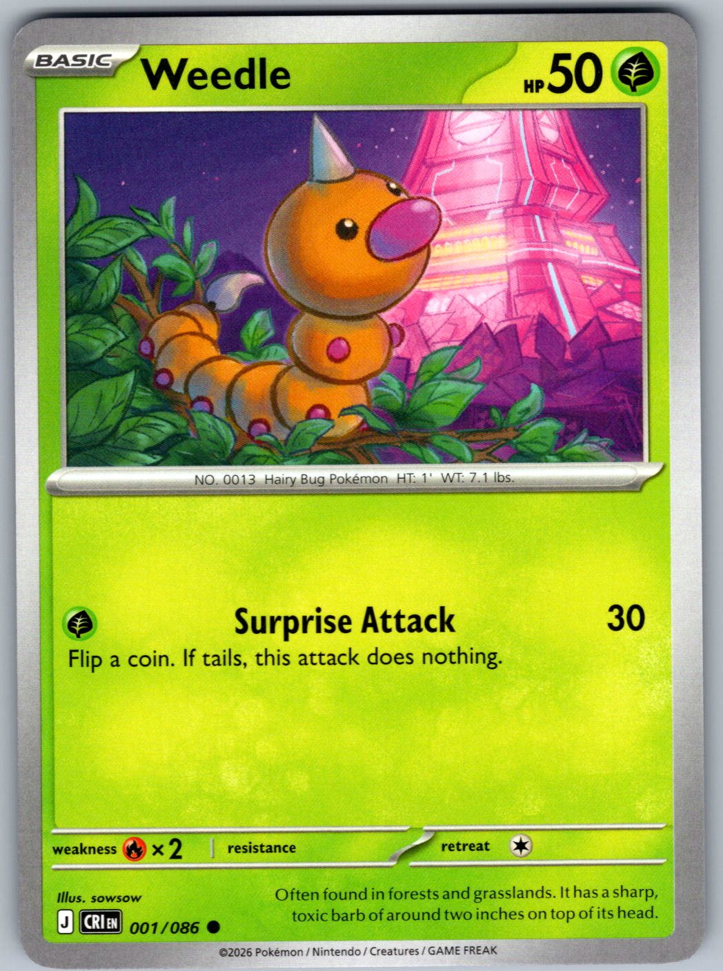 Weedle 001/086 Chaos Rising Pokemon