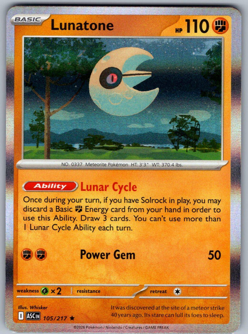 Lunatone 105/217 Ascended Heroes Pokemon Holo