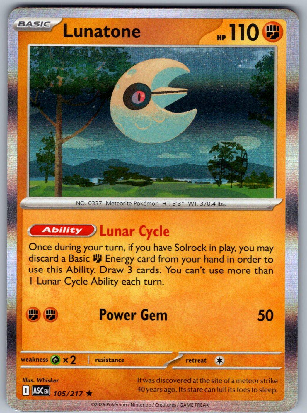 Lunatone 105/217 Ascended Heroes Pokemon Holo