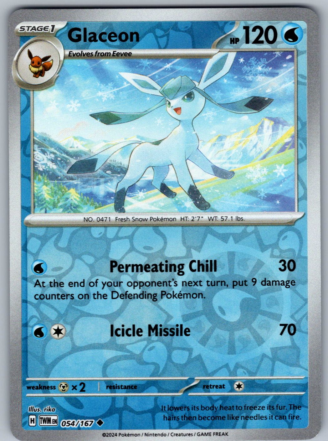 Glaceon 054/167 Twilight Masquerade Pokemon Reverse Holo