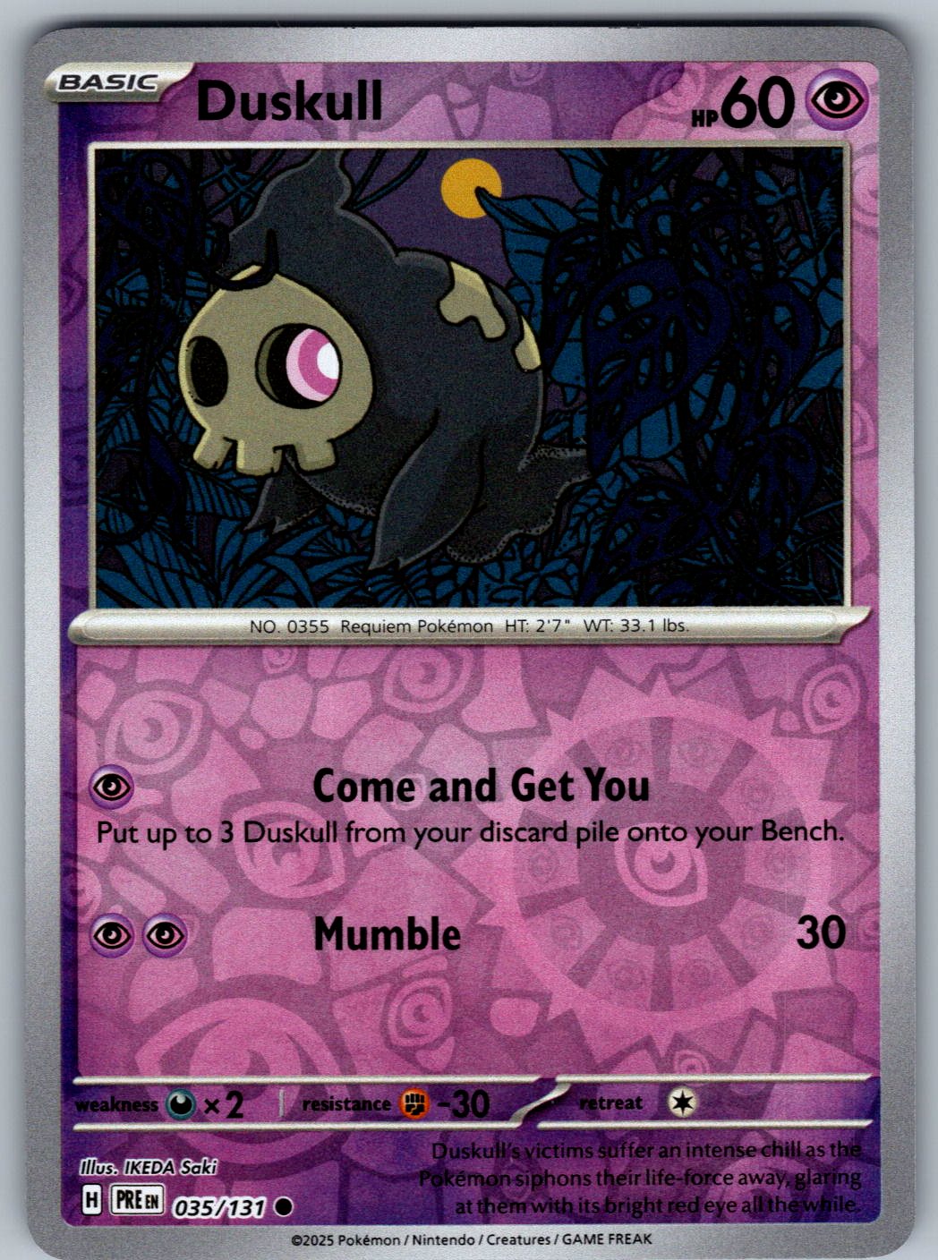Duskull 035/131 Prismatic Evolutions Pokemon Reverse Holo