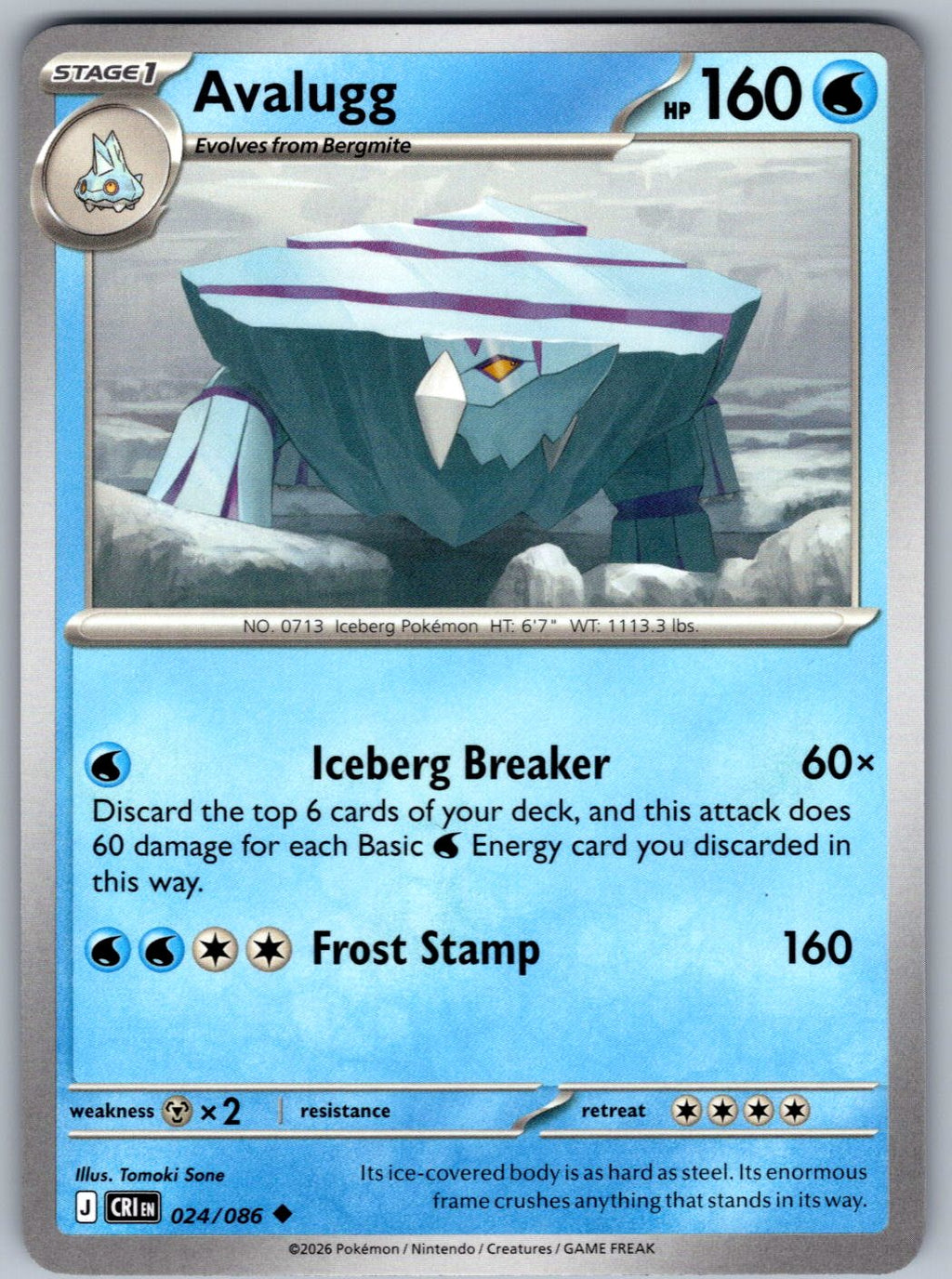 Avalugg 024/086 Chaos Rising Pokemon