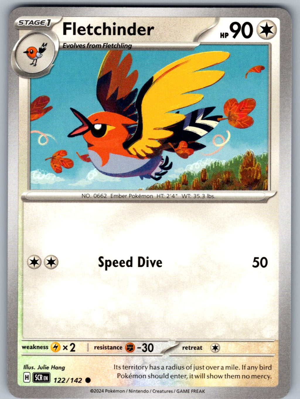 Fletchinder 122/142 Stellar Crown Pokemon