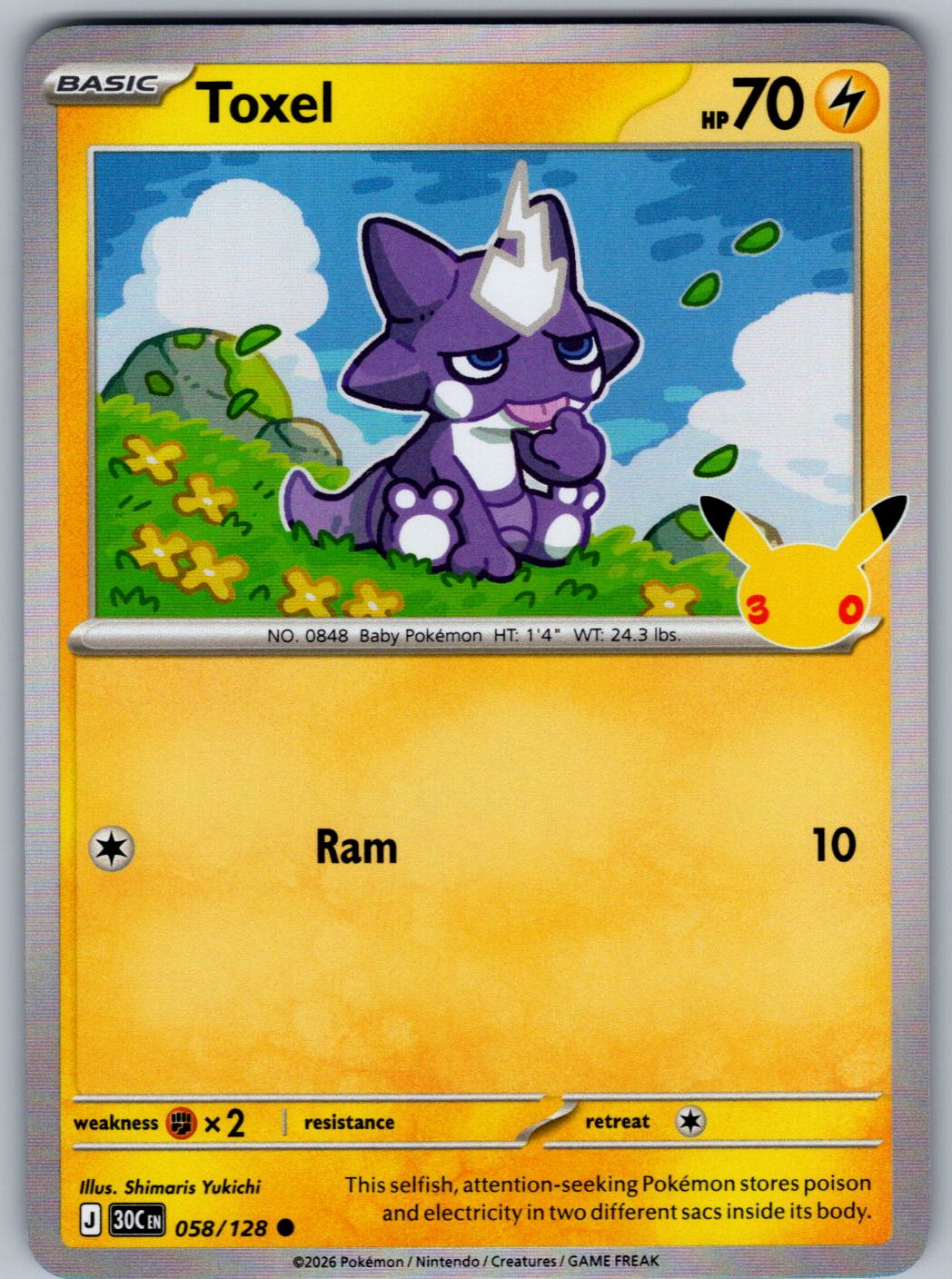Toxel 058/128 ME: 30th Celebration Pokemon Holo