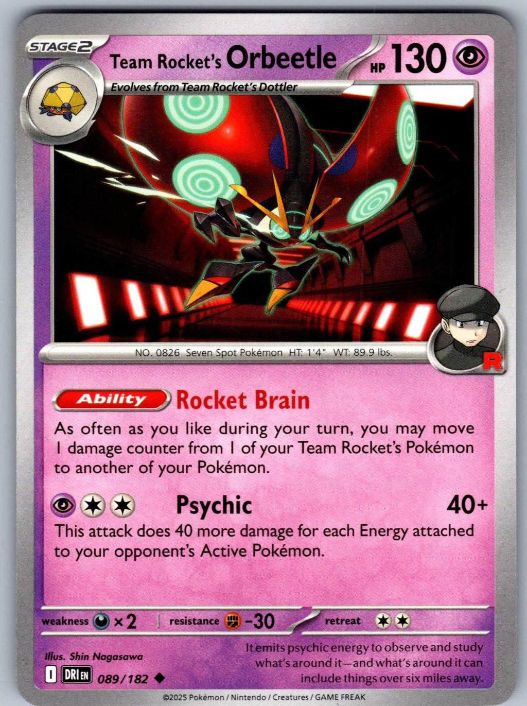 Team Rocket's Orbeetle 089/182 Destined Rivals Pokemon