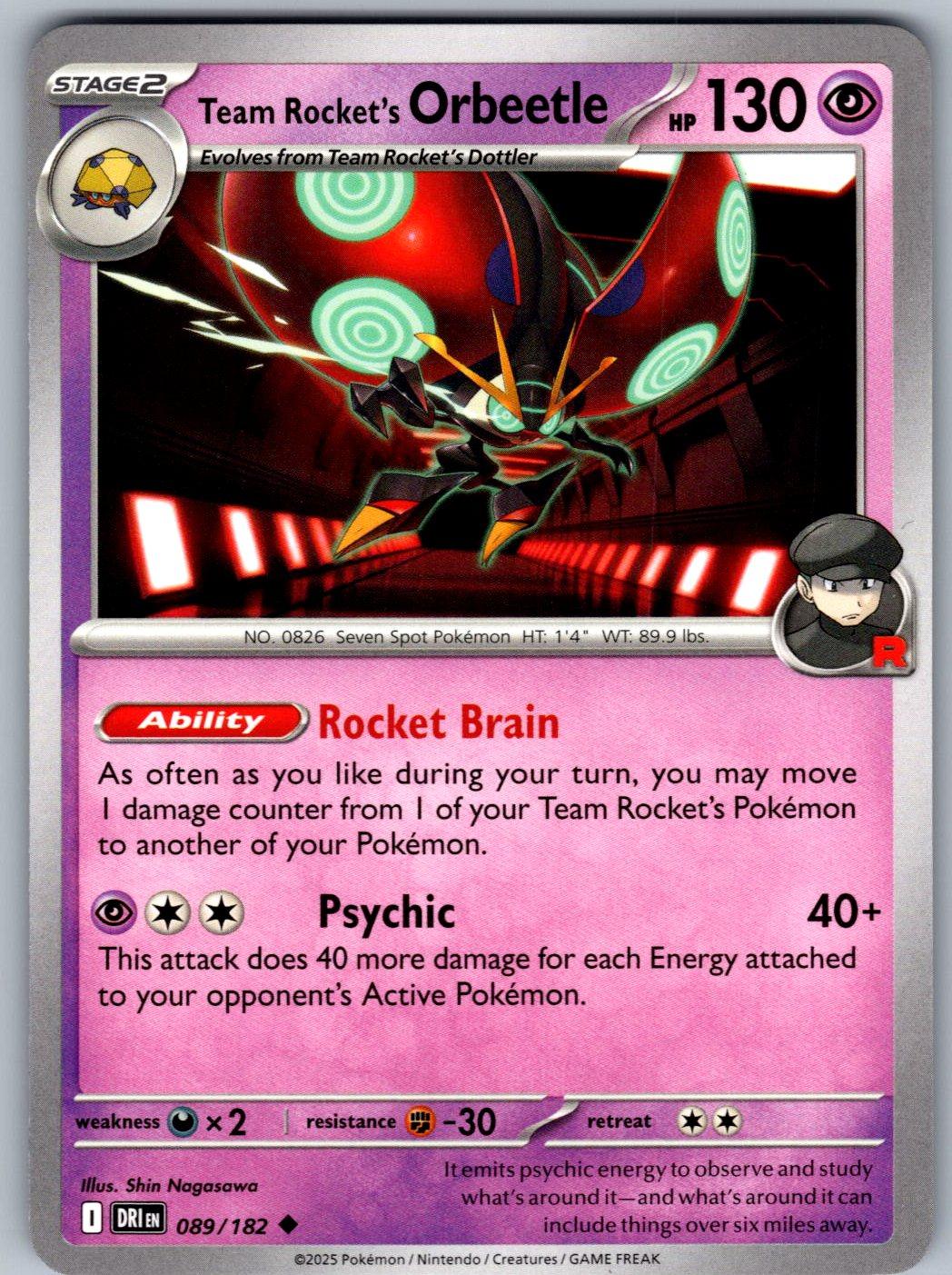 Team Rocket's Orbeetle 089/182 Destined Rivals Pokemon