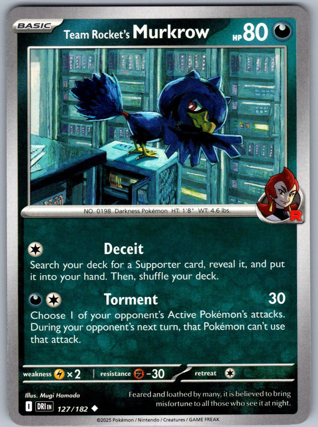 Team Rocket's Murkrow 127/182 Destined Rivals Pokemon