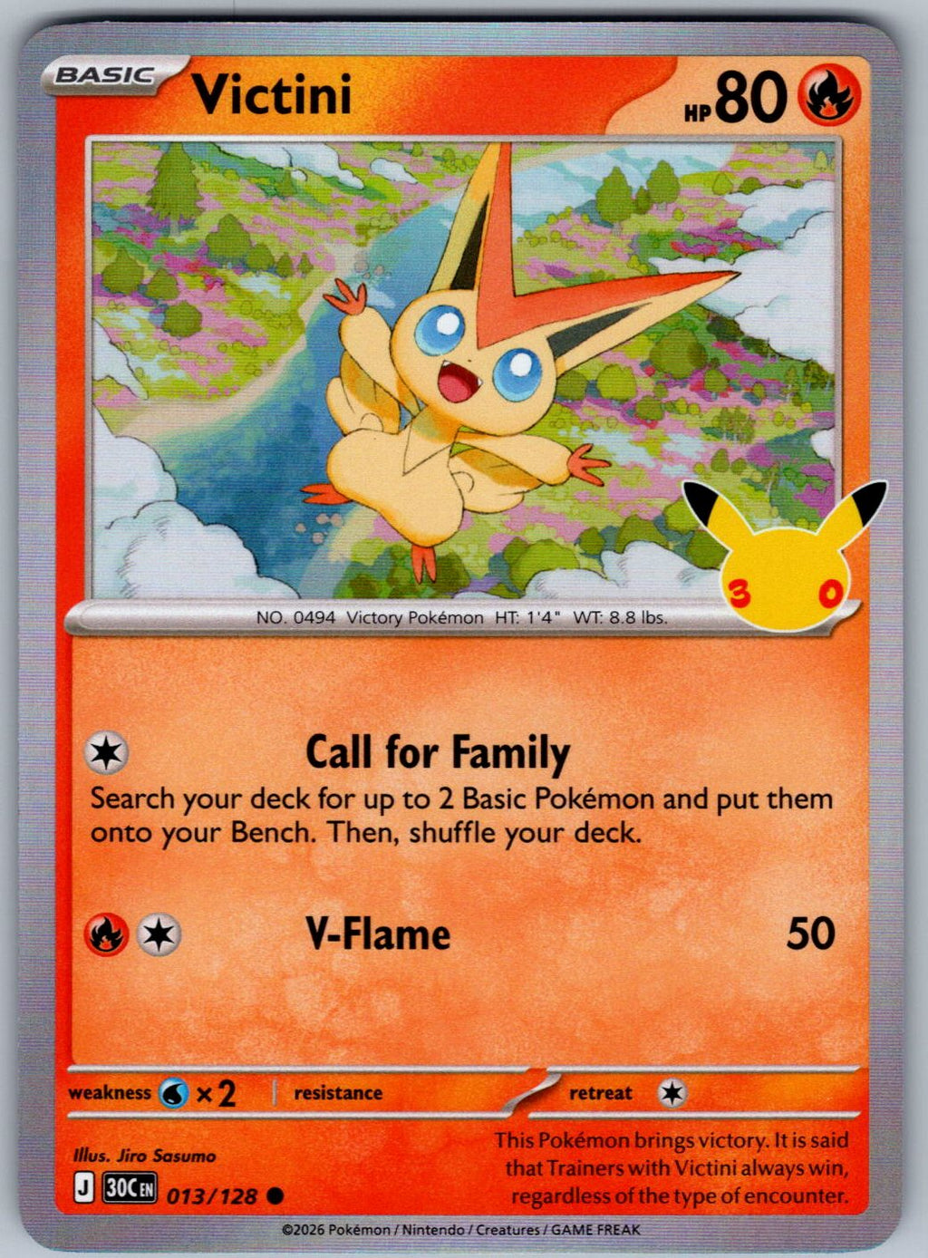 Victini 013/128 ME: 30th Celebration Pokemon Holo
