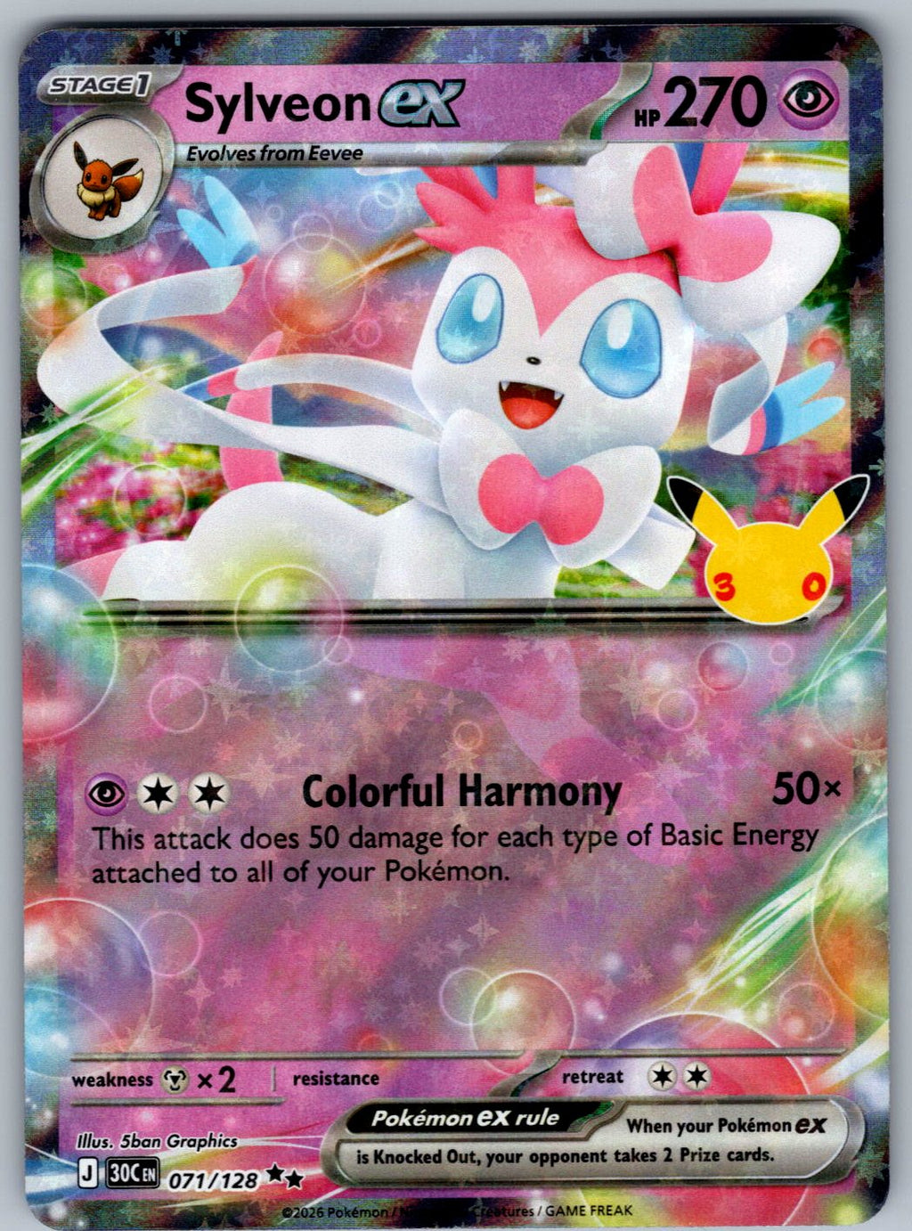 Sylveon ex 071/128 ME: 30th Celebration Pokemon Holo