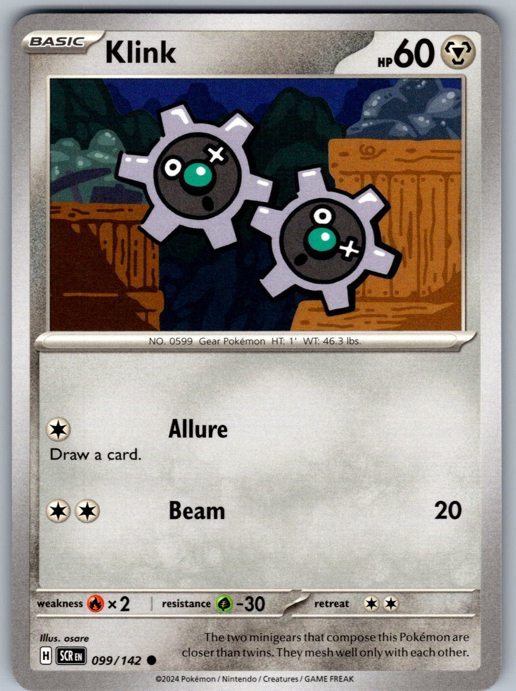 Klink 99/142 Stellar Crown Pokemon