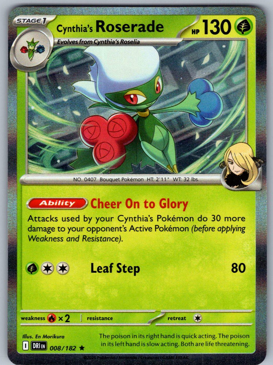 Cynthia's Roserade 008/182 Destined Rivals Pokemon Holo