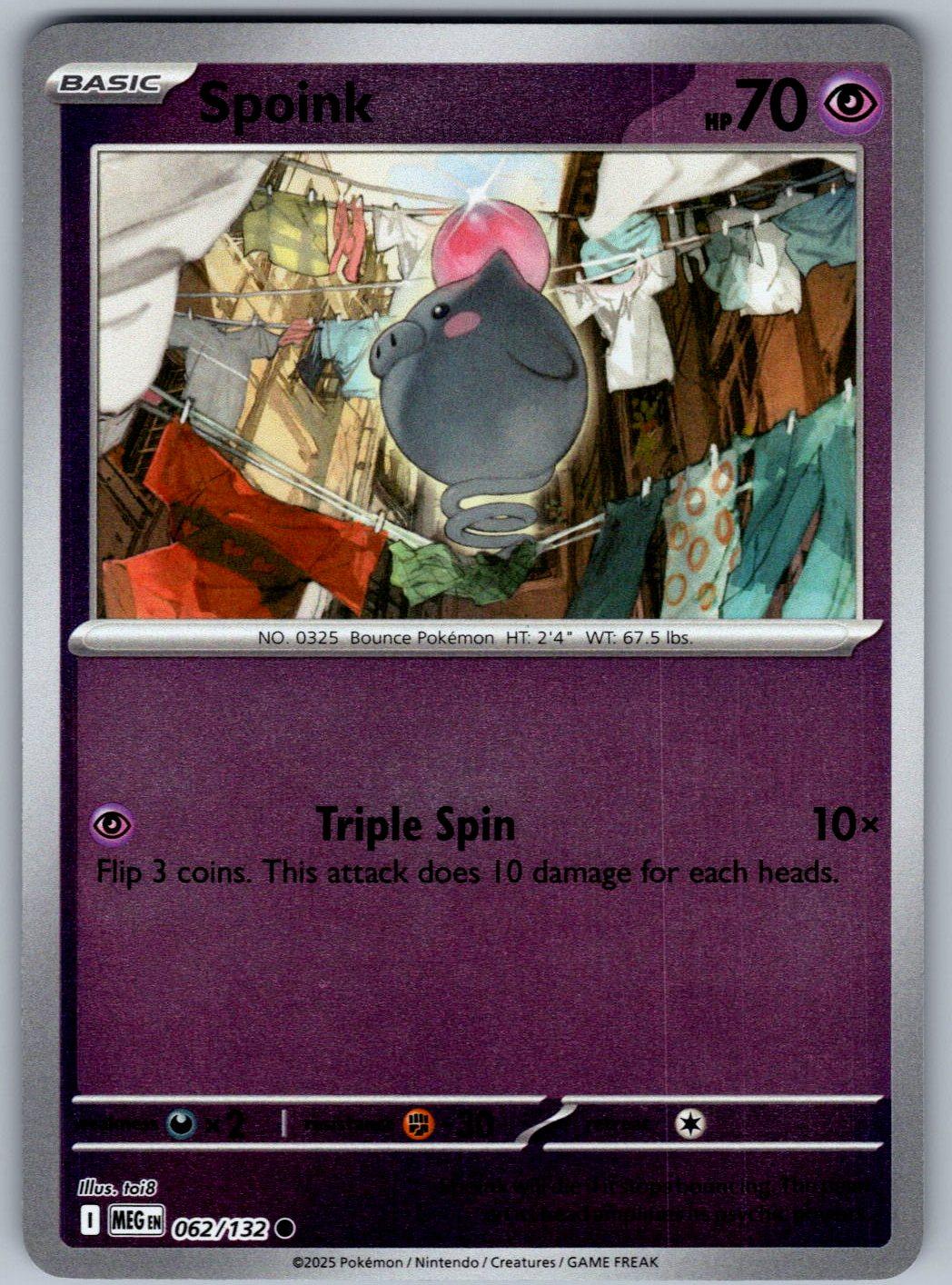 Spoink 062/132 Mega Evolution Pokemon Reverse Holo