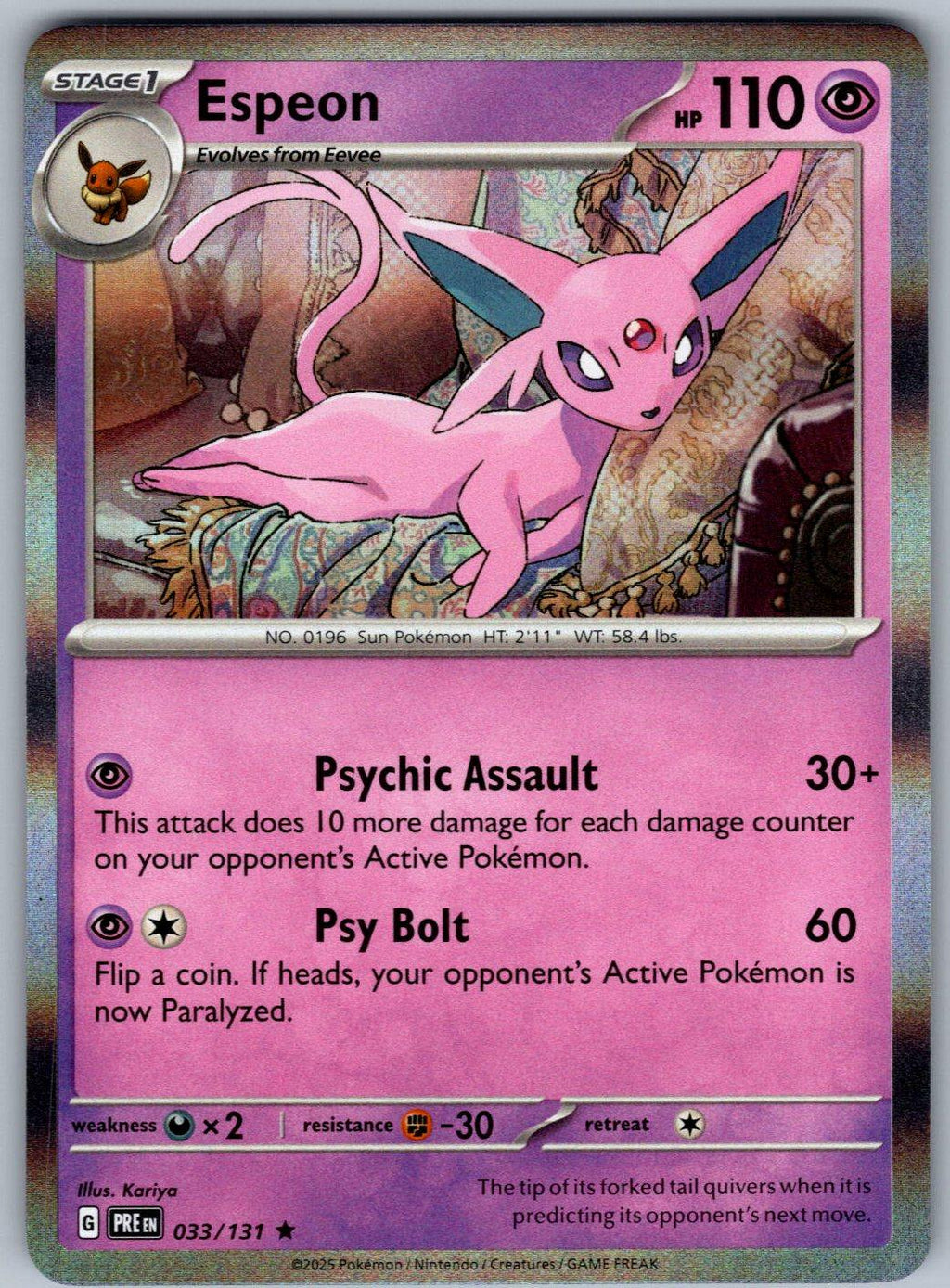 Espeon 033/131 Prismatic Evolutions Pokemon Holo