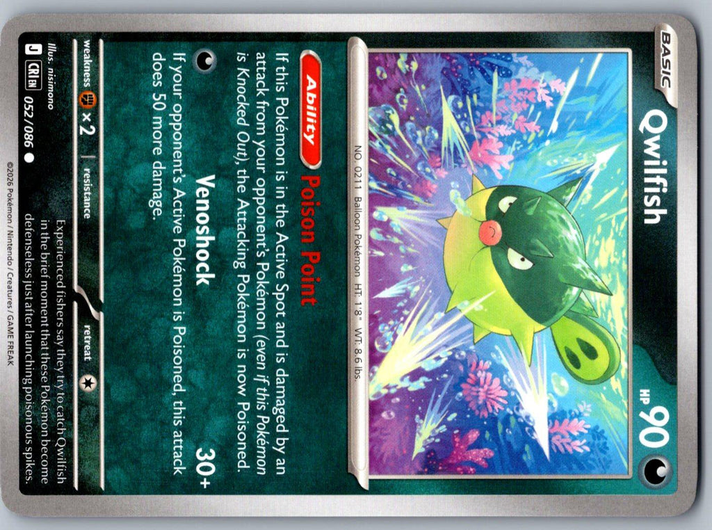 Qwilfish 052/086 Chaos Rising Pokemon