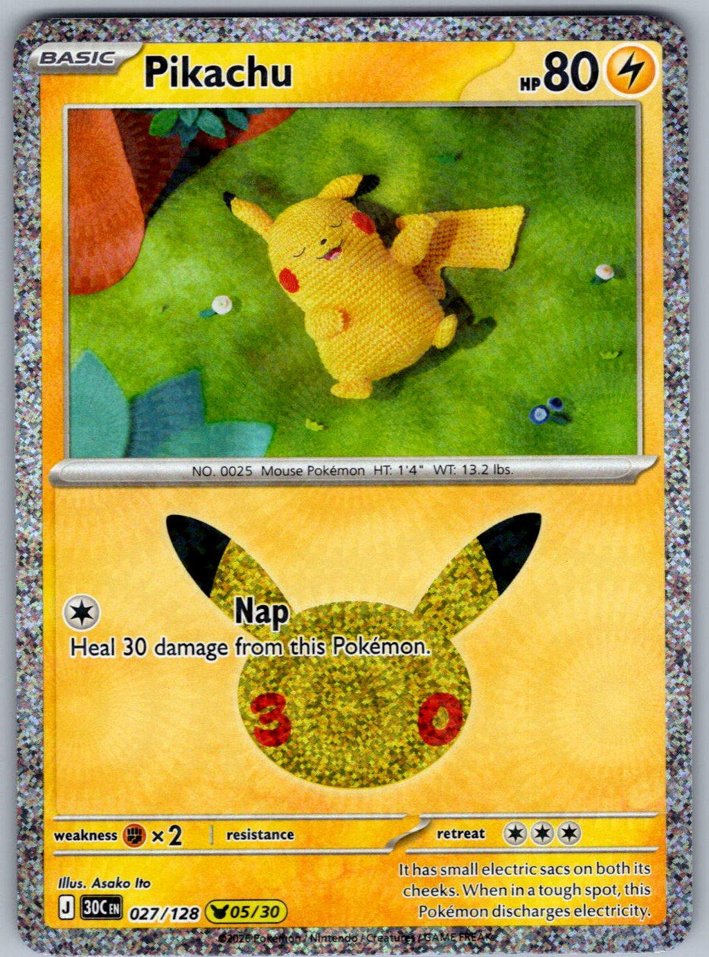 Pikachu 027/128 ME: 30th Celebration Pokemon Holo