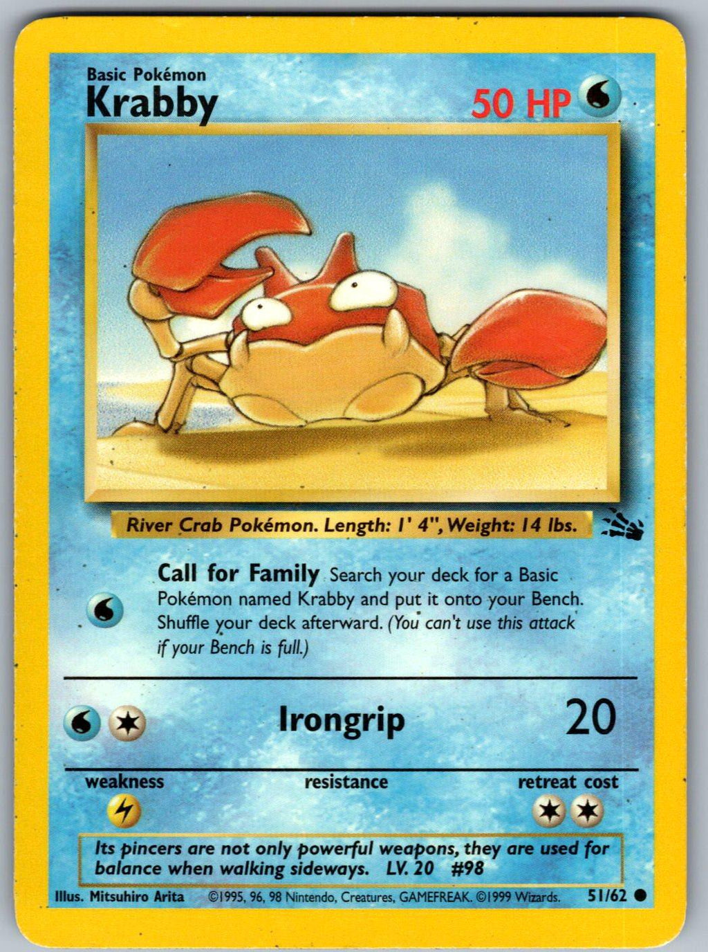 Krabby 51/62 Fossil Pokemon Unlimited