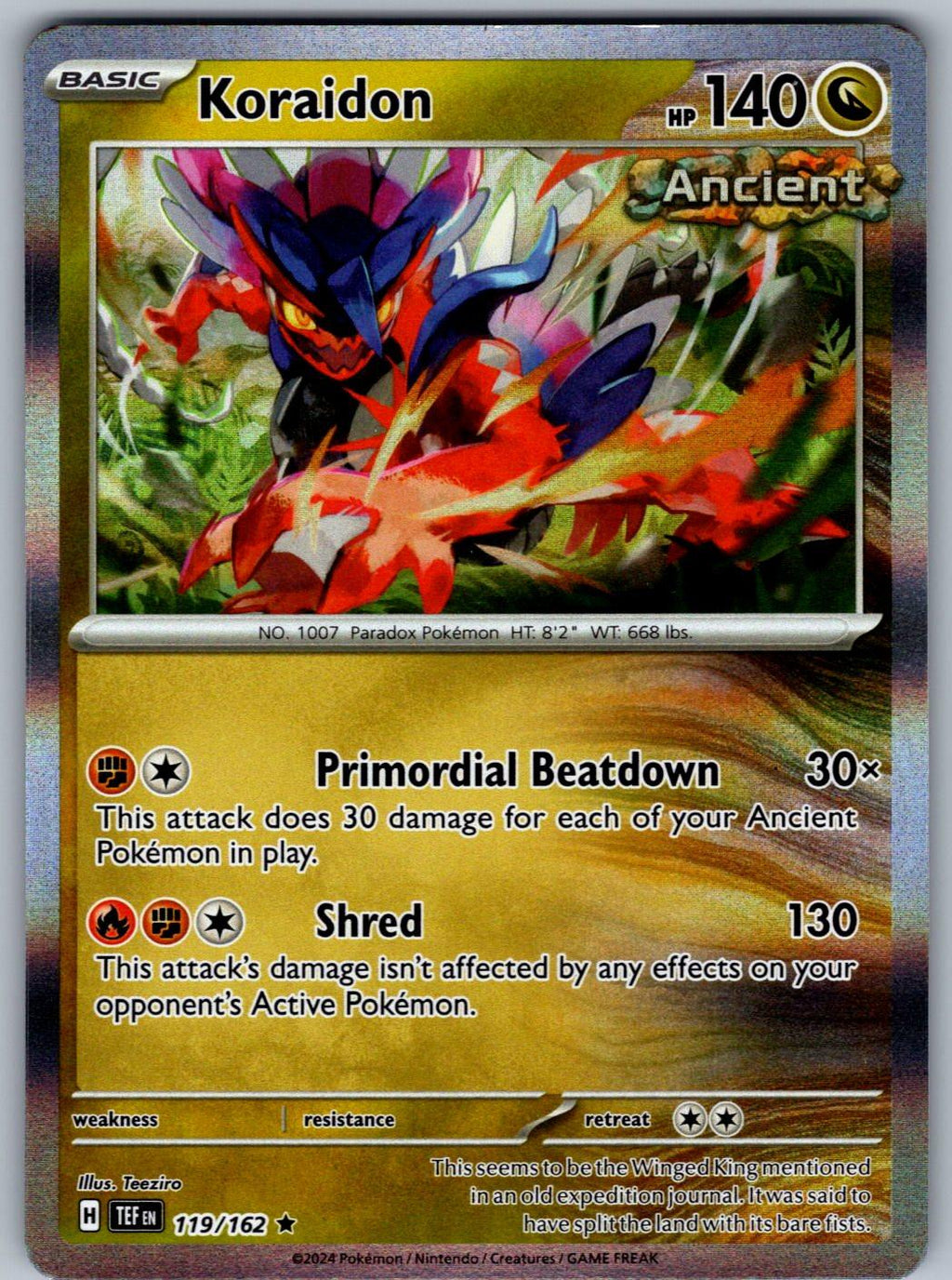 Koraidon 119/162 Temporal Forces Pokemon Reverse Holo