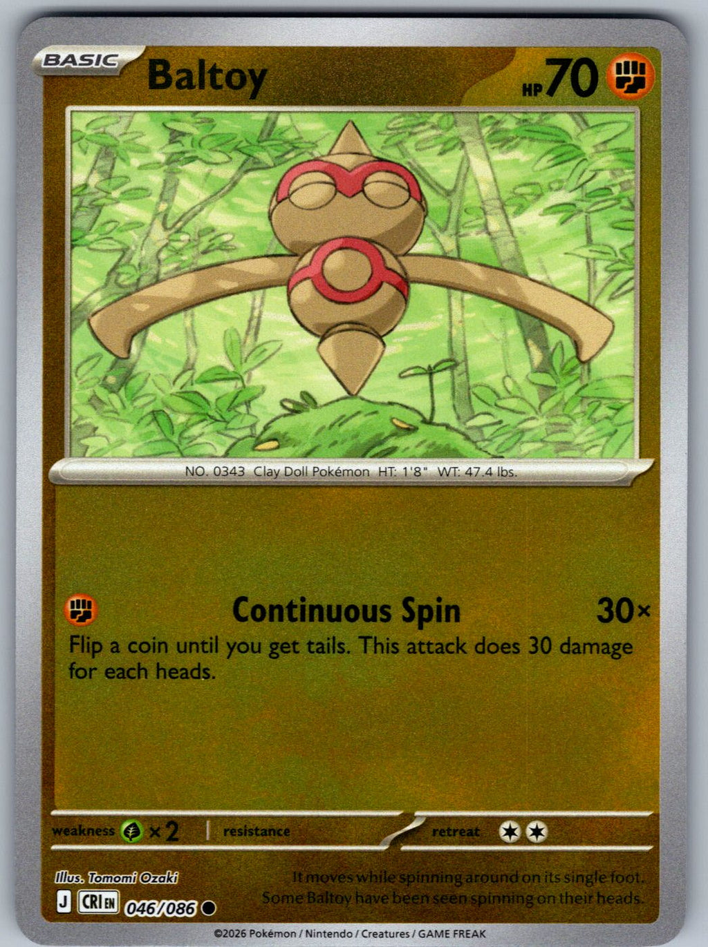 Baltoy 046/086 Chaos Rising Pokemon Reverse Holo