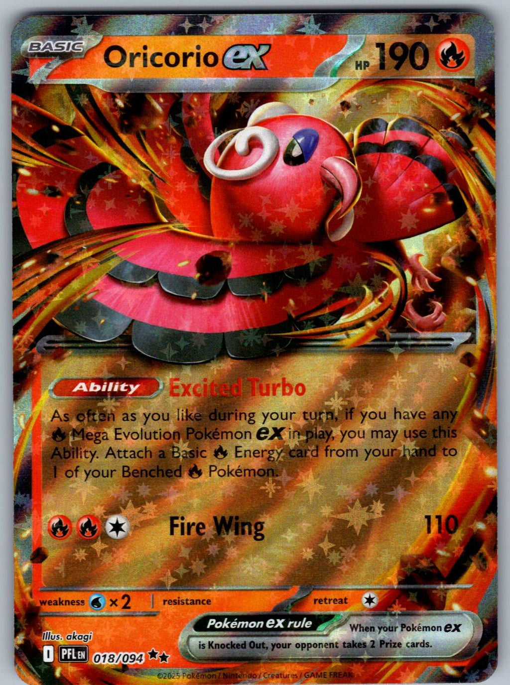 Oricorio ex 018/094 Phantasmal Flames Pokemon Holo