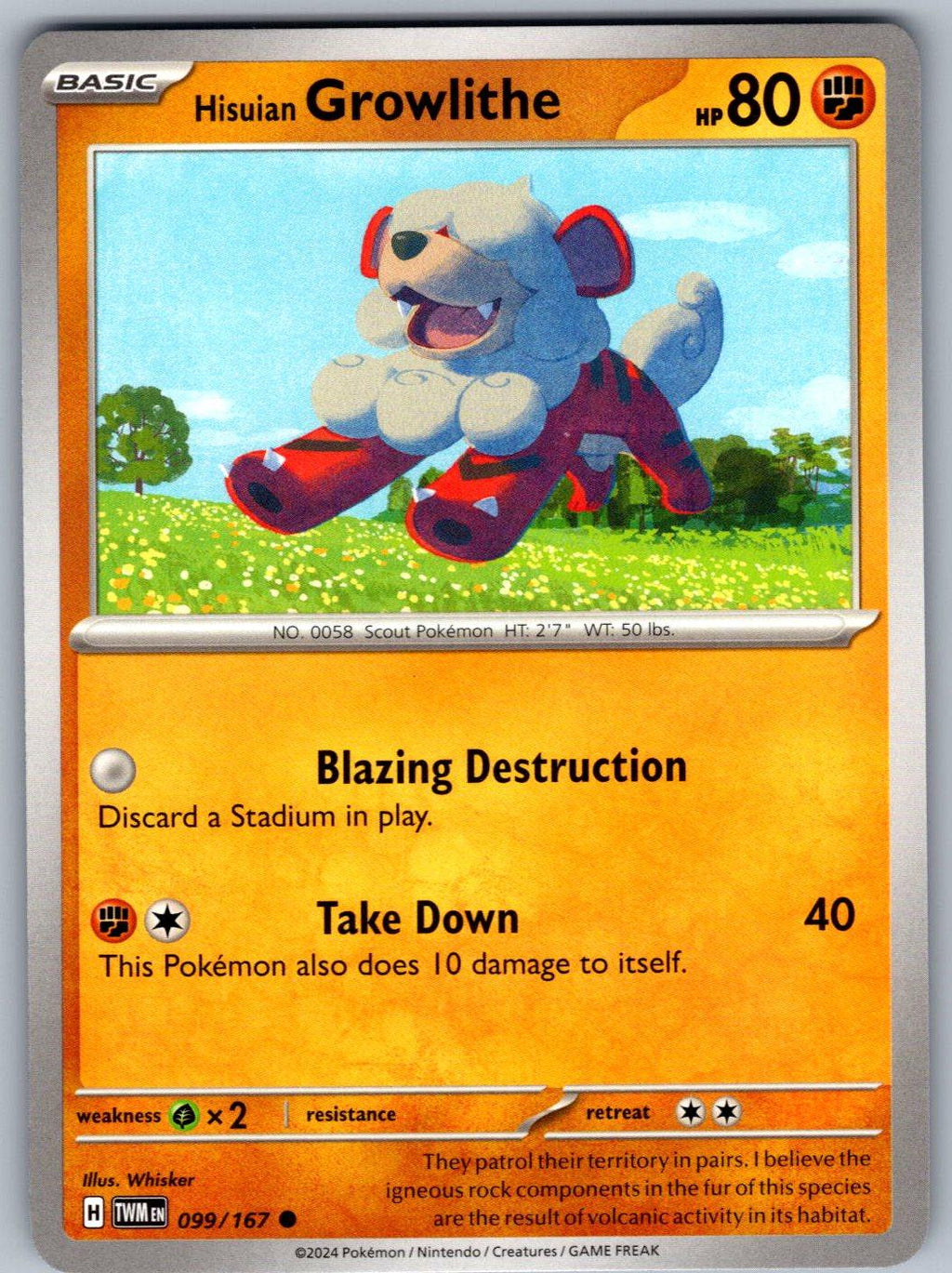 Hisuian Growlithe 099/167 Twilight Masquerade Pokemon