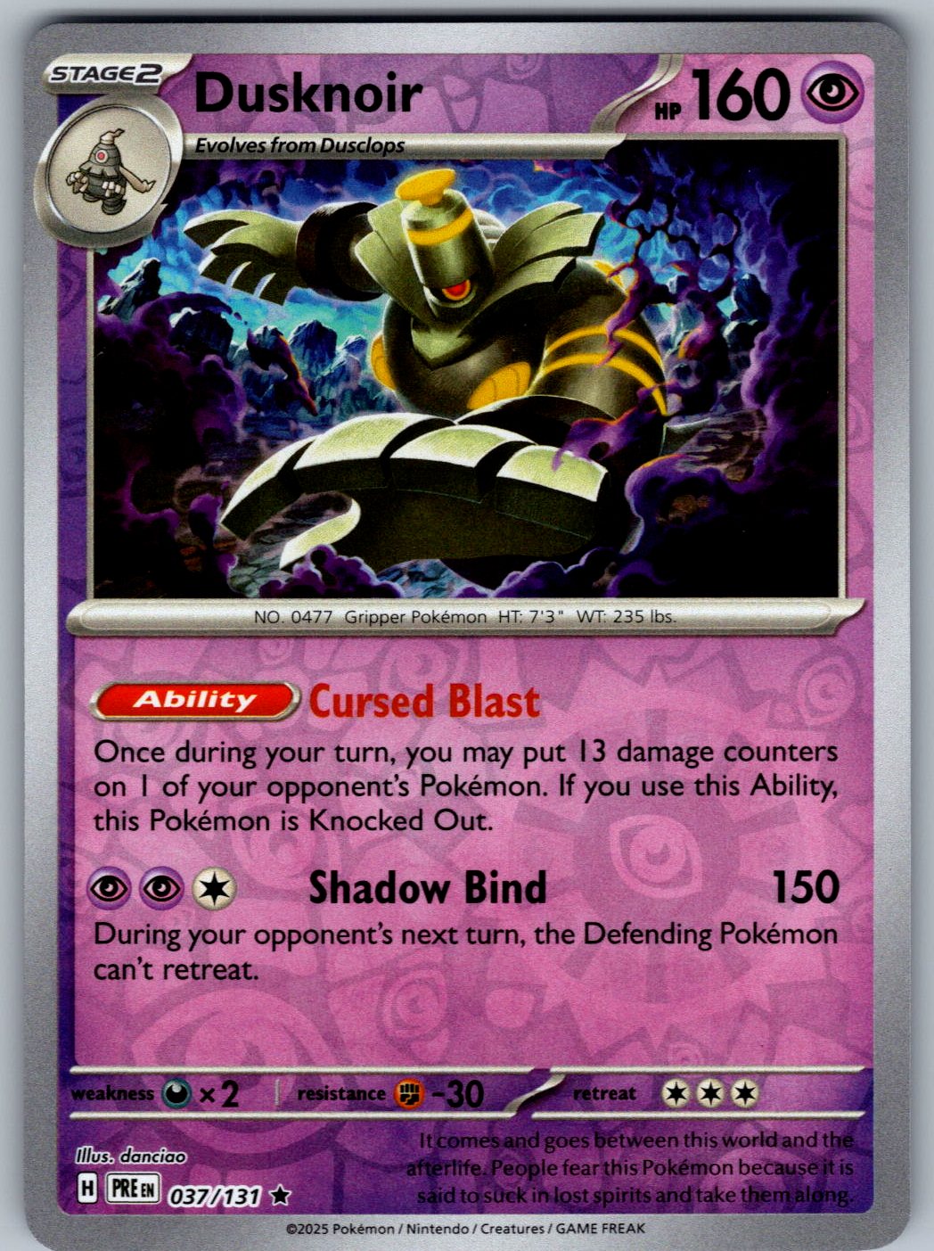 Dusknoir 037/131 Prismatic Evolutions Pokemon Reverse Holo